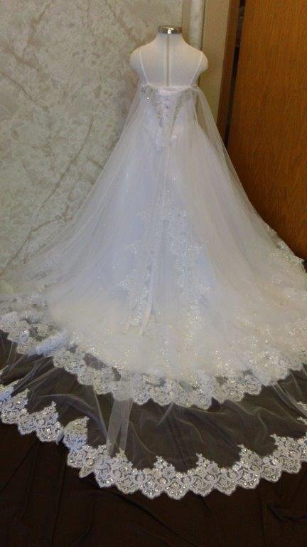 Jeweled Flower girl dress with Watteau Train